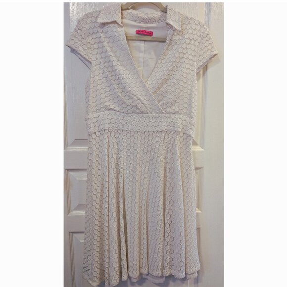 Vintage Betsey Johnson Dress - Cream - Eylet/Lace - Collared - Picture 4 of 8